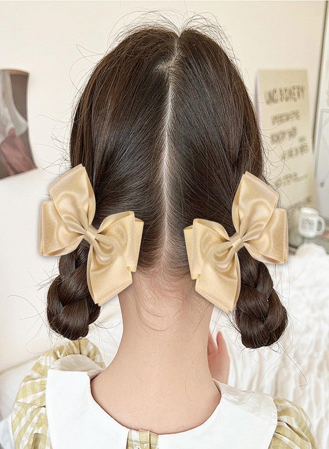 CN 4.5 Inch Gold Glitter Hair Bows for Girls Alligator Clips Sparkly Satin Hair Accessories for Kids Toddler Women on Birthday Wedding Christmas and Party - Image 3
